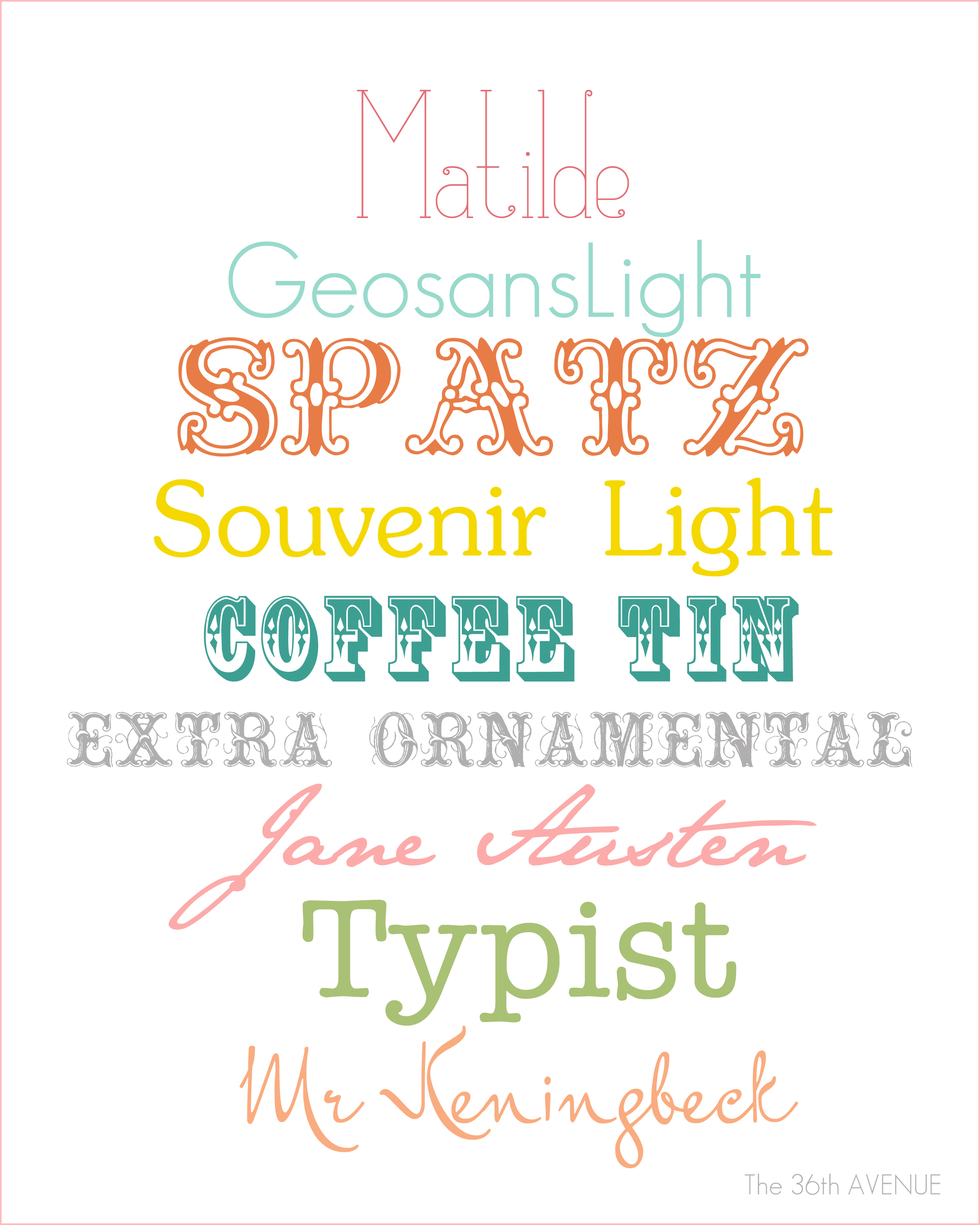 Cute Free Fonts and More - The 36th AVENUE