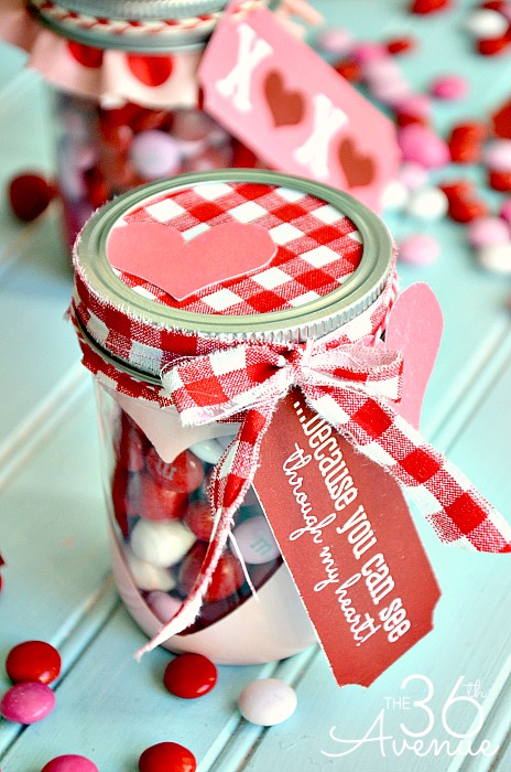 Printable Valentine Mason Jars Large Candy Hearts - All File Types