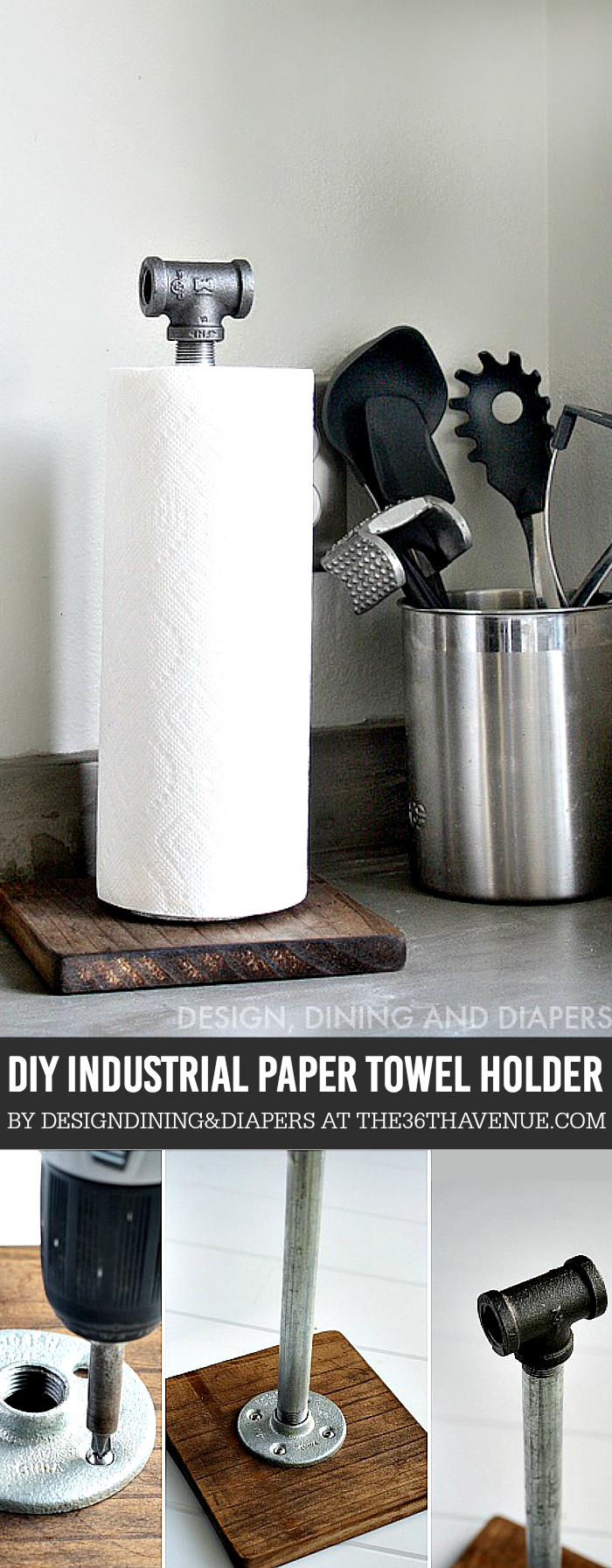 Industrial Style DIY Paper Towel Holder (Power Drill Challenge) - Artsy  Chicks Rule®