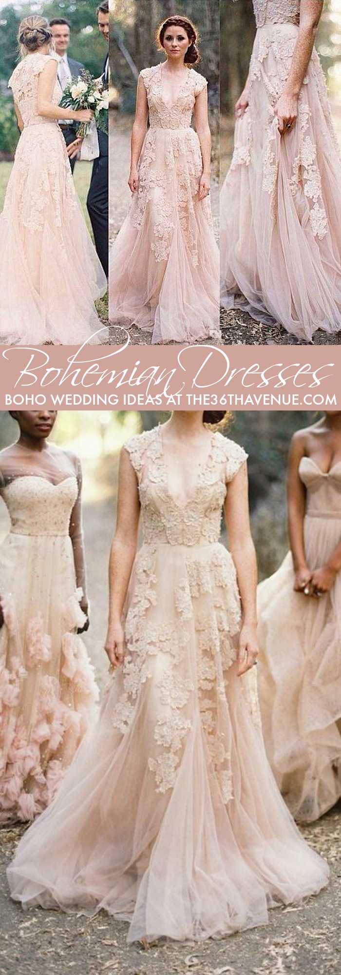 bohemian themed wedding dress